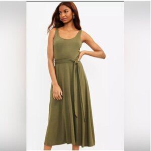 Loft Tie Waist Midi Dress Size X-Large